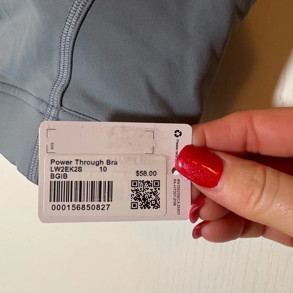 Lululemon Power Through Bra.  NWT SIZE 10 COLOR: BGIB (BELGIAN BLUE) - Picture 3 of 4